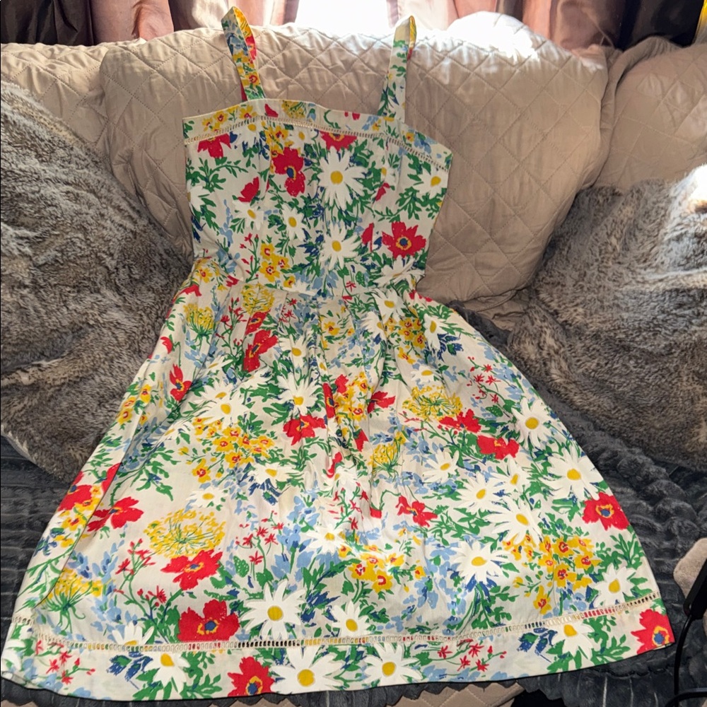 Colorful Floral women’s vintage 50s dress 6/m